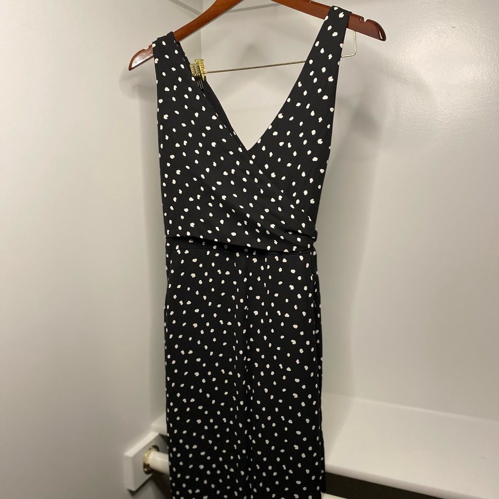 Lulu’s Aisilinn Black Polka Dot Sleeveless Jumpsuit- Size small, black